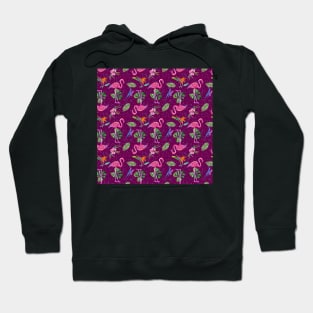 Flamingo Party on Magenta Background Hoodie